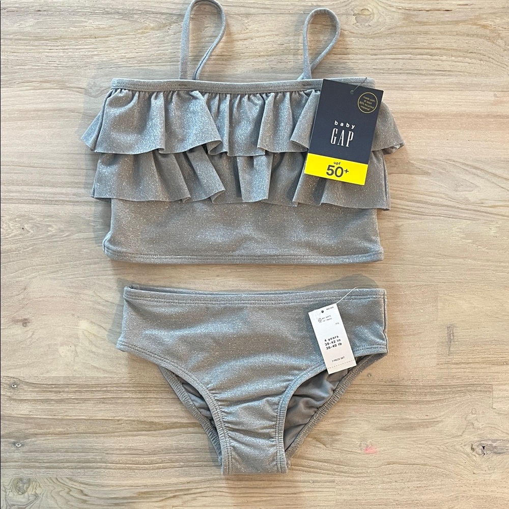 GAP Sparkling Gray Ruffle Swimsuit